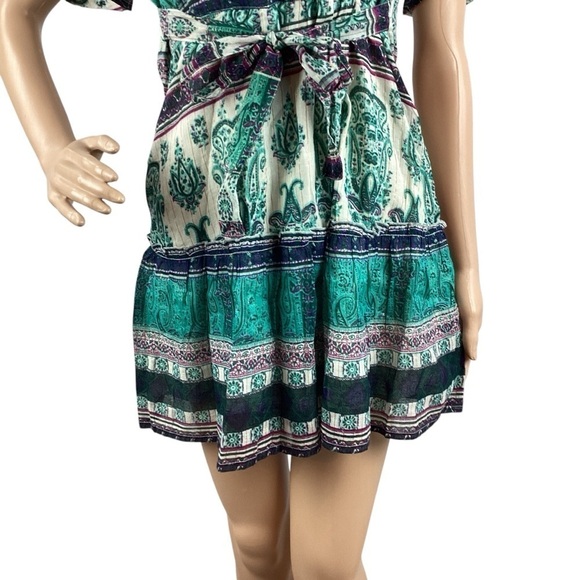 RAGA Short Wrap Dress Size S Turquoise Multicolor - Picture 3 of 7